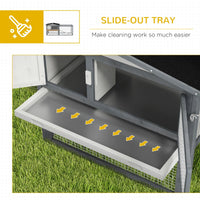 HKM-3695933 Large Outdoor Rabbit Hutch with Run, Removable Tray, Feeding Trough, and Ramp - Weatherproof Design in White
