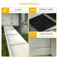 HKM-3695933 Large Outdoor Rabbit Hutch with Run, Removable Tray, Feeding Trough, and Ramp - Weatherproof Design in White