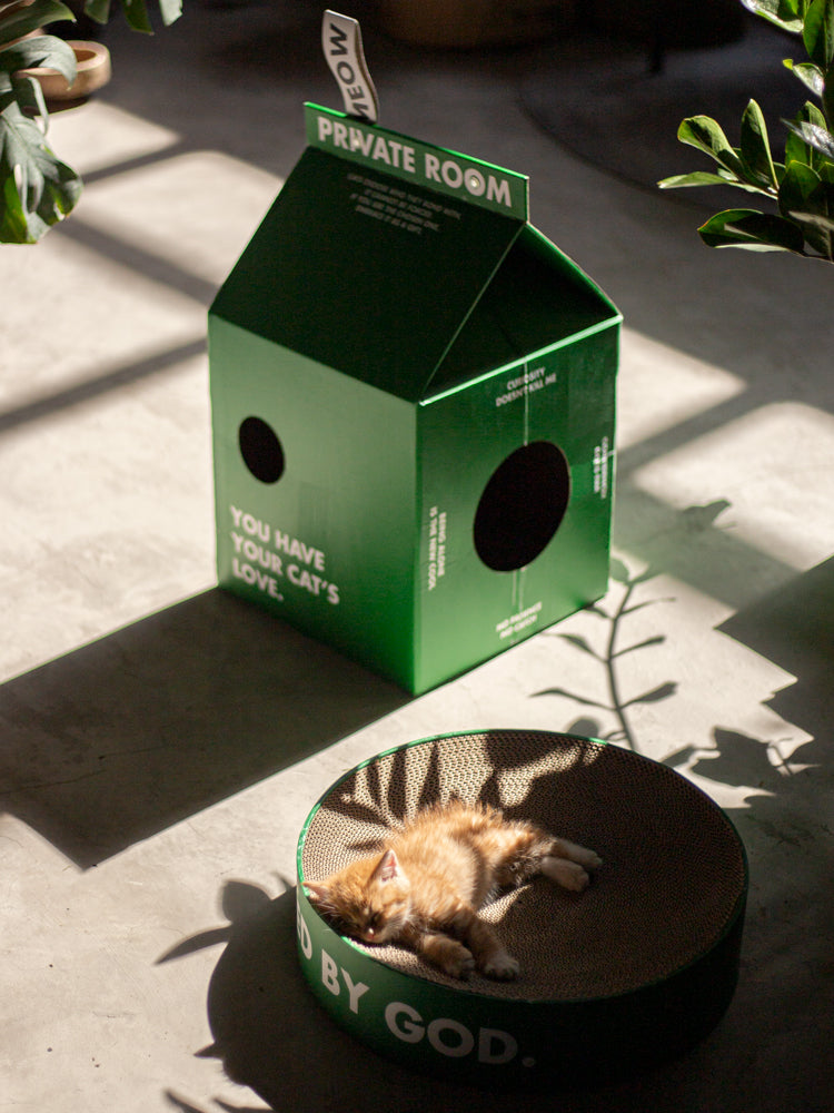 HKM-3696317 Corrugated Paper Cat Scratcher with Claw Grinder - Green, 31x33x50cm