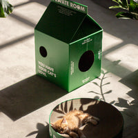 HKM-3696317 Corrugated Paper Cat Scratcher with Claw Grinder - Green, 31x33x50cm