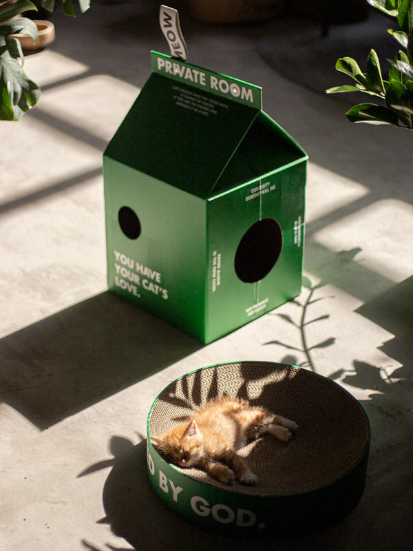 HKM-3696317 Corrugated Paper Cat Scratcher with Claw Grinder - Green, 31x33x50cm