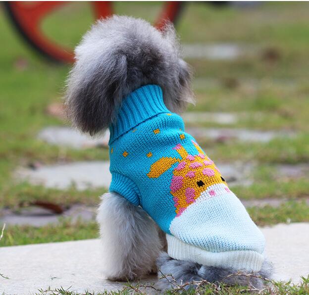 HKM-3696445 Cozy Wool Sweater for Small Dogs - Striped and Giraffe Designs in Various Colors and Sizes