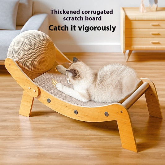 HKM-3697341 Sisal Corrugated Paper Cat Recliner Scratch Board with Interactive Capture Ball