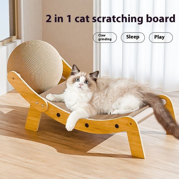 HKM-3697341 Sisal Corrugated Paper Cat Recliner Scratch Board with Interactive Capture Ball