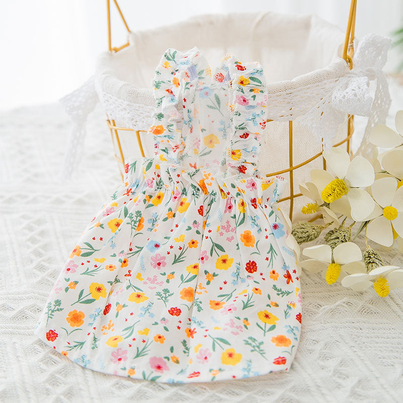 HKM-3697853 Floral Cotton Cat Halter Vest Skirt - Princess Style, Multiple Sizes Available