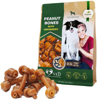 HKM-3698109 Peanut Butter Bones with Cranberry for Dogs - Rawhide-Free Chew Treats, Healthy Collagen Snacks for All Life Stages