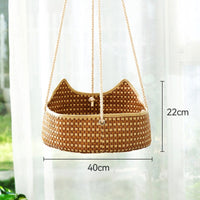 HKM-3699645 Rattan Cat Nest - Brown Straw Cat Hammock for Cats Under 15kg