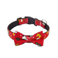 HKM-3700029 Festive Christmas Dog Collar in Red and Green, Cotton Polyester Material, Sizes S M L Available