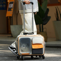 HKM-3701309 Stylish Medium Hardness Cat Backpack Trolley Bag - 32L Oxford Material