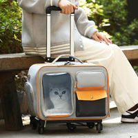 HKM-3701309 Stylish Medium Hardness Cat Backpack Trolley Bag - 32L Oxford Material
