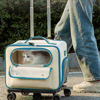 HKM-3701309 Stylish Medium Hardness Cat Backpack Trolley Bag - 32L Oxford Material