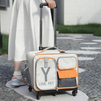 HKM-3701309 Stylish Medium Hardness Cat Backpack Trolley Bag - 32L Oxford Material
