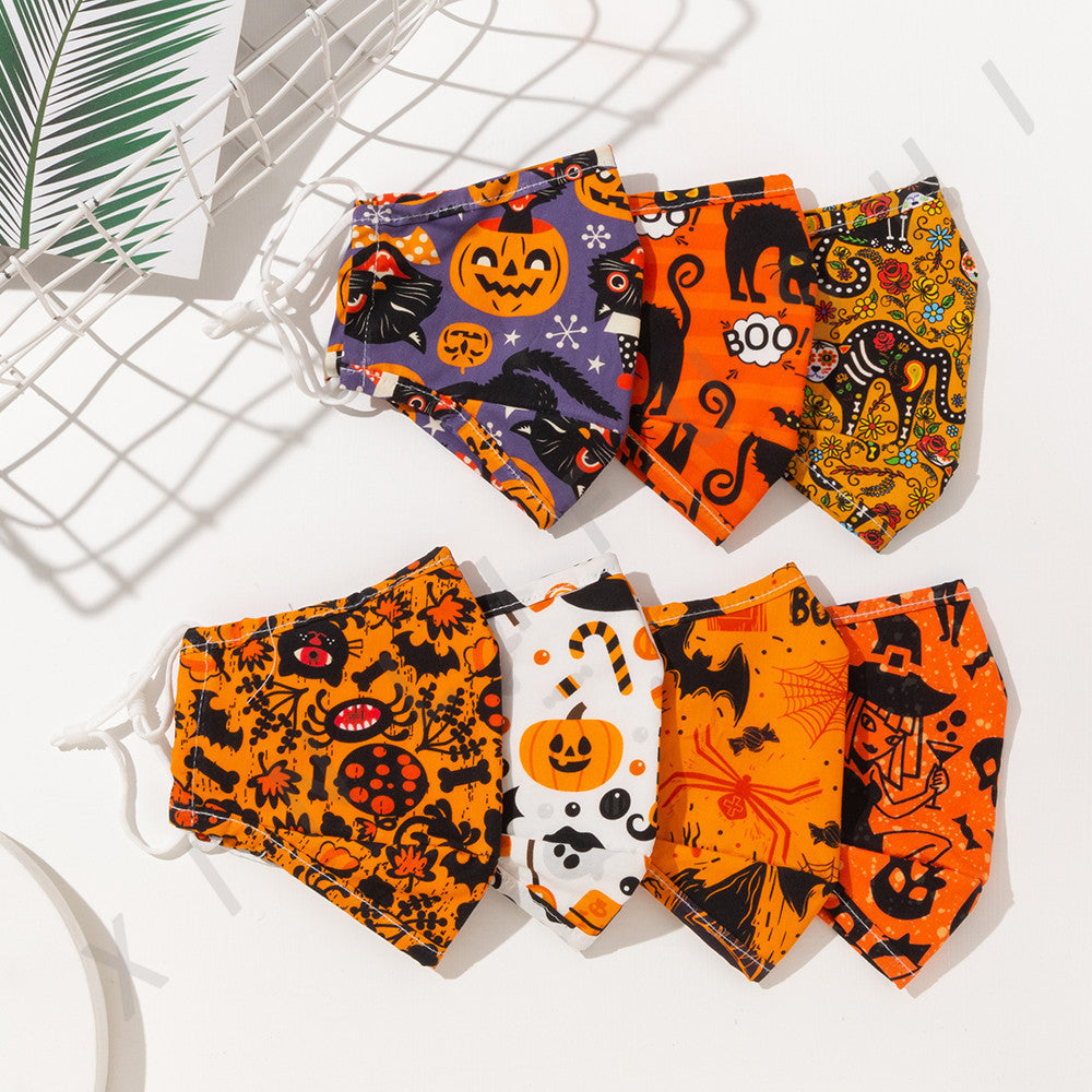 HKM-370131 Halloween-Themed Cotton Mask, Soft Cotton Cloth, Ideal for Festive Apparel, Size 24x15.5cm