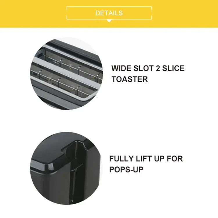 HKM-370195 Stainless Steel Electric Bread Toaster with 750W Power and 7 Browning Settings