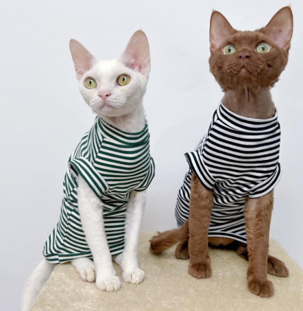 HKM-3703613 Winter Stretch Fleece Vest for Pets - Warm and Cozy in Green or Black Stripes