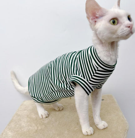 HKM-3703613 Winter Stretch Fleece Vest for Pets - Warm and Cozy in Green or Black Stripes