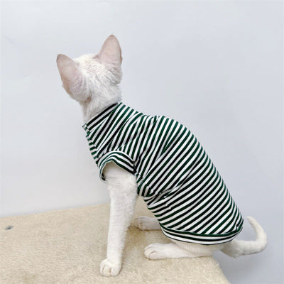 HKM-3703613 Winter Stretch Fleece Vest for Pets - Warm and Cozy in Green or Black Stripes
