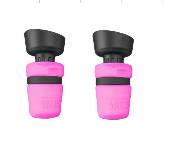 HKM-3703869 Foldable Pet Water Bottle with Integrated Bowl - BPA-Free Travel Water Dispenser for Dogs - 520ml Capacity
