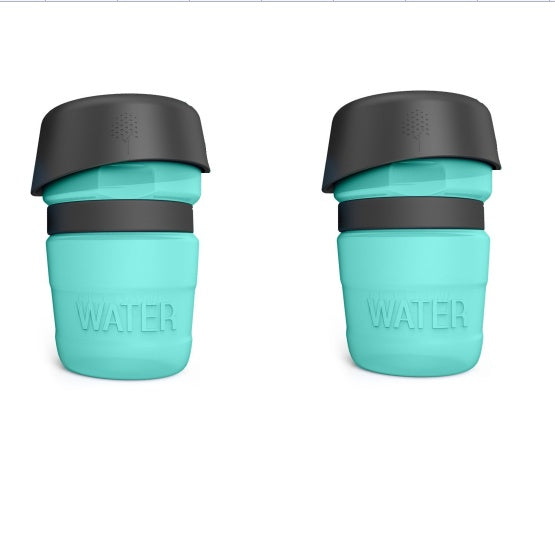 HKM-3703869 Foldable Pet Water Bottle with Integrated Bowl - BPA-Free Travel Water Dispenser for Dogs - 520ml Capacity