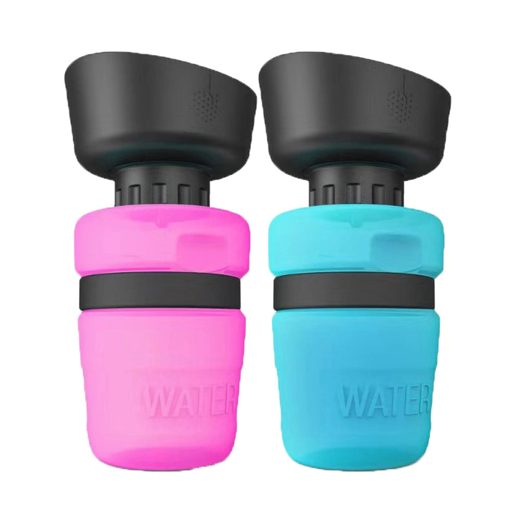 HKM-3703869 Foldable Pet Water Bottle with Integrated Bowl - BPA-Free Travel Water Dispenser for Dogs - 520ml Capacity
