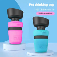 HKM-3703869 Foldable Pet Water Bottle with Integrated Bowl - BPA-Free Travel Water Dispenser for Dogs - 520ml Capacity