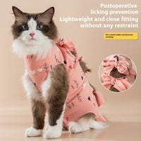 HKM-3705405 Cat Sterilization Suit - Anti-Licking and Breathable Cotton Clothing in Yellow, Pink, and Blue Sizes S, M, L