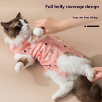 HKM-3705405 Cat Sterilization Suit - Anti-Licking and Breathable Cotton Clothing in Yellow, Pink, and Blue Sizes S, M, L