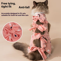 HKM-3705405 Cat Sterilization Suit - Anti-Licking and Breathable Cotton Clothing in Yellow, Pink, and Blue Sizes S, M, L
