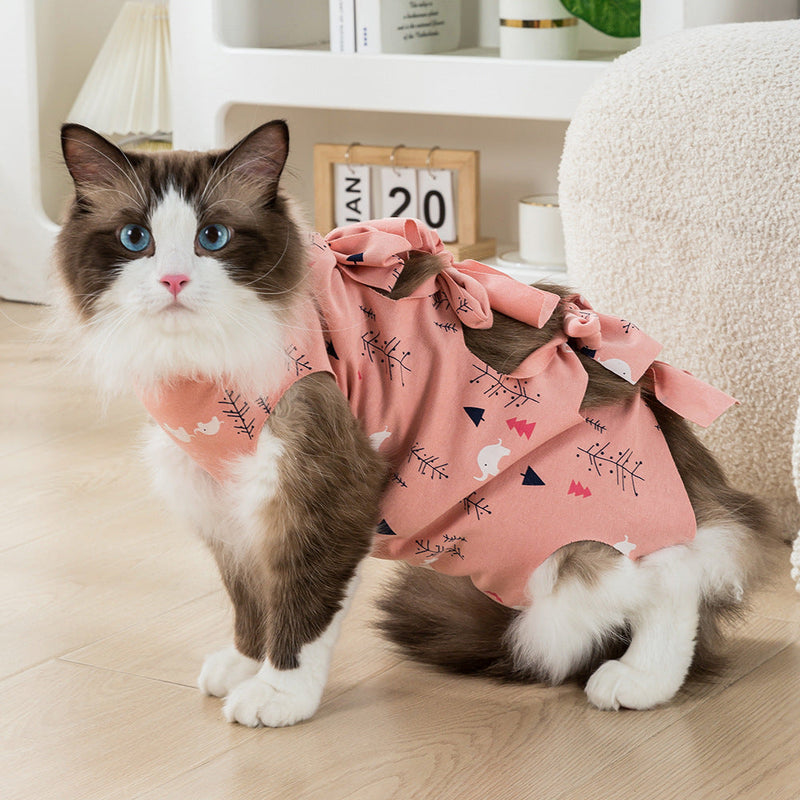 HKM-3705405 Cat Sterilization Suit - Anti-Licking and Breathable Cotton Clothing in Yellow, Pink, and Blue Sizes S, M, L