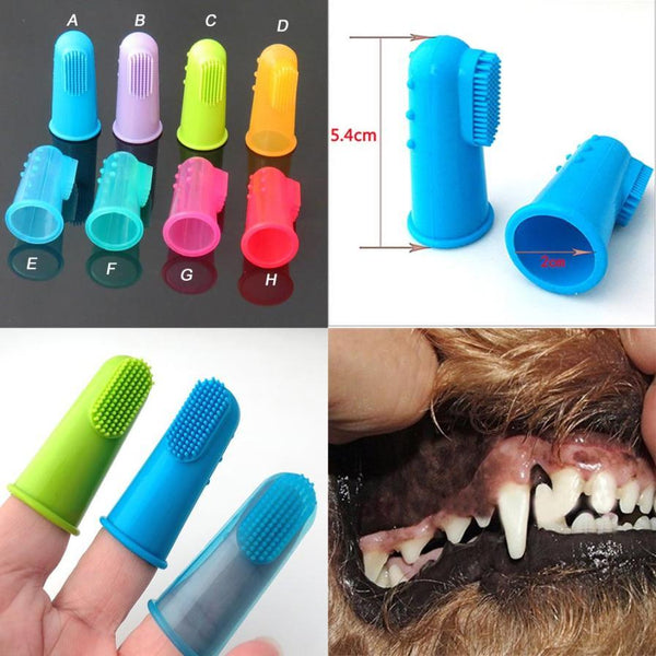 HKM-3705661 Super Soft Silica Gel Finger Toothbrush for Cats and Dogs