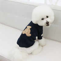HKM-370707 Cozy Cotton Knitted Pet Sweater for Dogs in White and Navy Blue