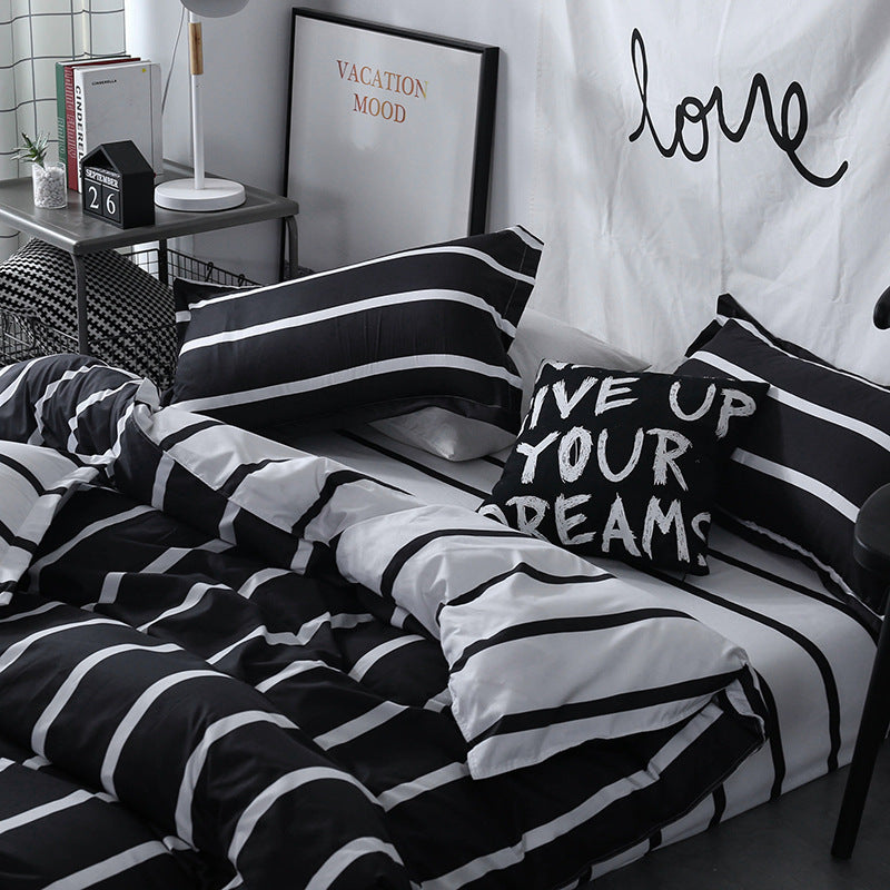 HKM-370771 Simple and Modern Three-Piece Bedding Set with Cool Feeling Polyester Fabric