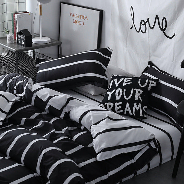 HKM-370771 Simple and Modern Three-Piece Bedding Set with Cool Feeling Polyester Fabric