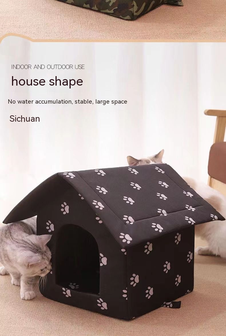 HKM-3707837 Removable and Washable Rain-Proof Cat Nest for Winter with Windproof Design