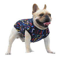 HKM-3708349 Full Print Dog Vest Pet Suit - Lightweight Polyester, Sizes XS to 3XL, Black and White Design