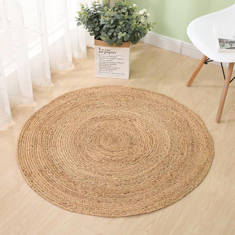 HKM-370835 Round Hand-Woven Rattan Carpet for Living Room or Bedroom, 80cm Diameter