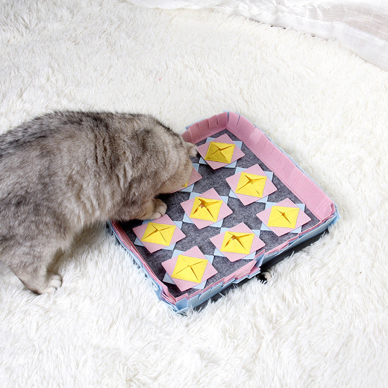 HKM-3708605 Sniffing Mat for Dogs - Skin and Gray Non-Woven Fabric - 33x33x4 cm