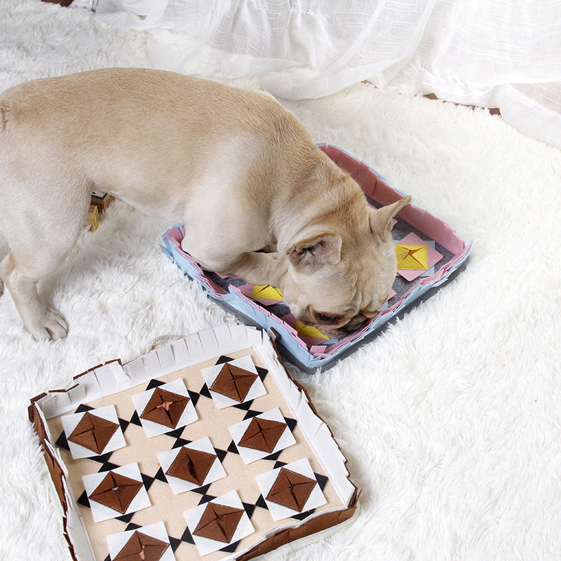 HKM-3708605 Sniffing Mat for Dogs - Skin and Gray Non-Woven Fabric - 33x33x4 cm