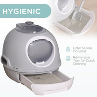 HKM-3709245 Stylish Cat Litter Box with Lid and Skylight for Easy Access and Cleaning