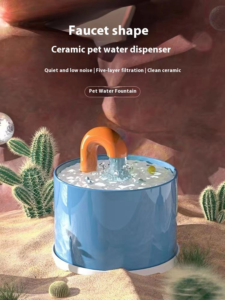 HKM-3709629 Ceramic Cat Water Dispenser with Automatic Circulating Faucet - Multiple Color Options Available