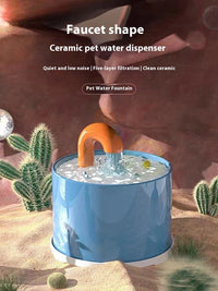 HKM-3709629 Ceramic Cat Water Dispenser with Automatic Circulating Faucet - Multiple Color Options Available