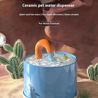 HKM-3709629 Ceramic Cat Water Dispenser with Automatic Circulating Faucet - Multiple Color Options Available