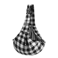 HKM-3710013 Red and Black Plaid Adjustable Shoulder Bag with Buckle Closure