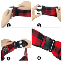 HKM-3710013 Red and Black Plaid Adjustable Shoulder Bag with Buckle Closure