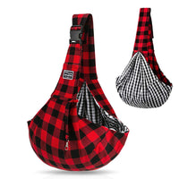 HKM-3710013 Red and Black Plaid Adjustable Shoulder Bag with Buckle Closure