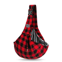 HKM-3710013 Red and Black Plaid Adjustable Shoulder Bag with Buckle Closure
