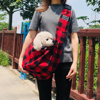 HKM-3710013 Red and Black Plaid Adjustable Shoulder Bag with Buckle Closure