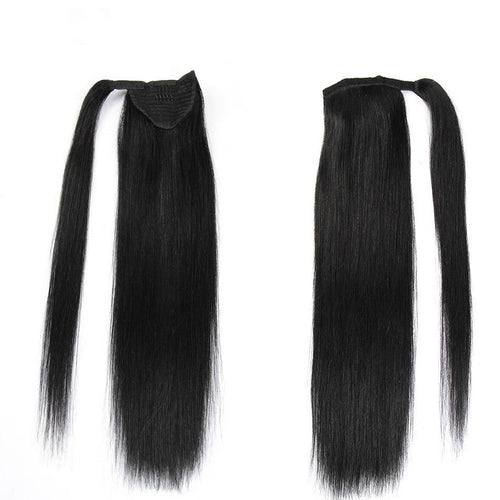 HKM-371027 Real Hair Velcro Ponytail Extension - Seamless Long Tress Wig Available in Various Lengths and Colors