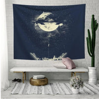 HKM-371155 Moon Escape Flannel Tapestry - Sturdy, Opaque, 3D Digital Print for Indoor and Outdoor Use