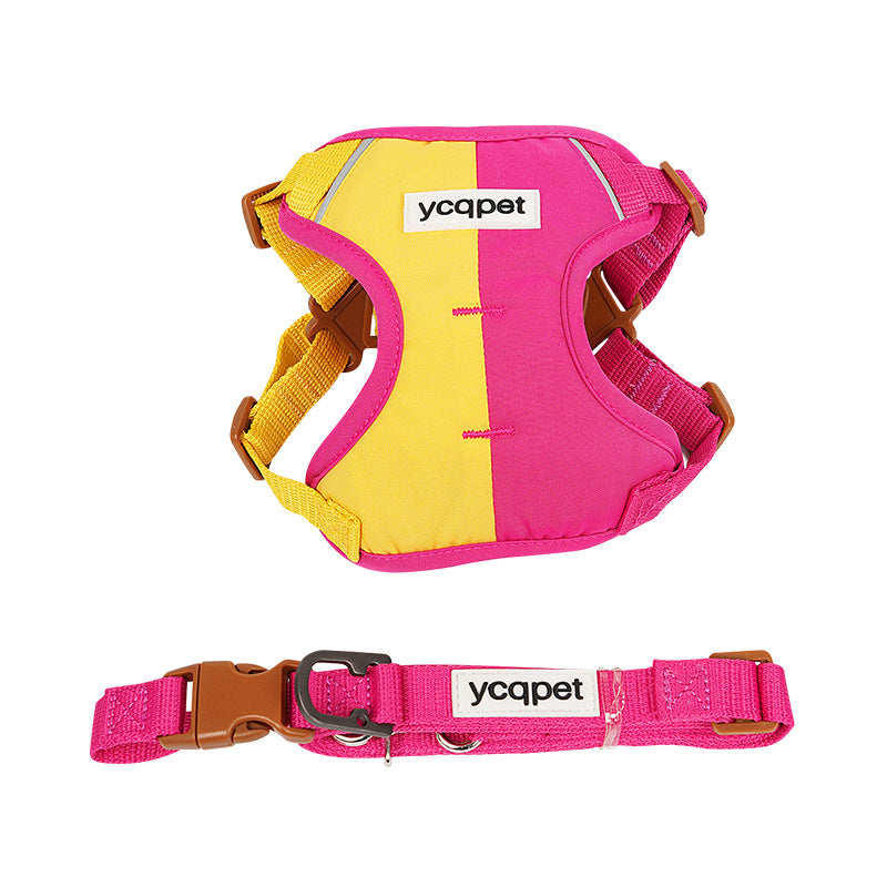 HKM-3712829 Reflective Color Matching Chest Harness with Traction Strap for Dogs
